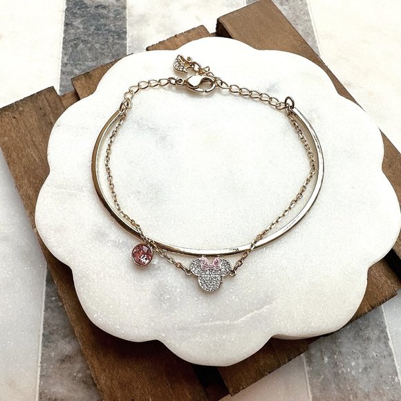 New Swarovski Minnie Gold Bangle Bracelet - Picture 1 of 5